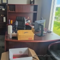 Mahogany U Suite Bow Front Office w/ Overhead, Client Knee Space